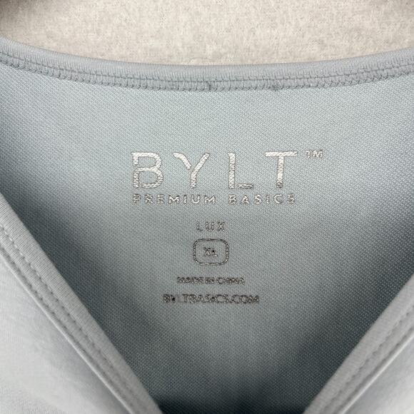 BYLT Shirt Mens XL Drop Cut LUX Premium Basics Athletic Short Sleeve Fog Blue - Picture 4 of 14